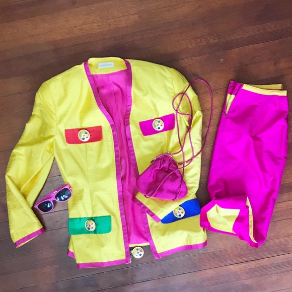 Vintage Rare Henri Bendel 100% Silk Suit/ matching bag - Picture 2 of 9